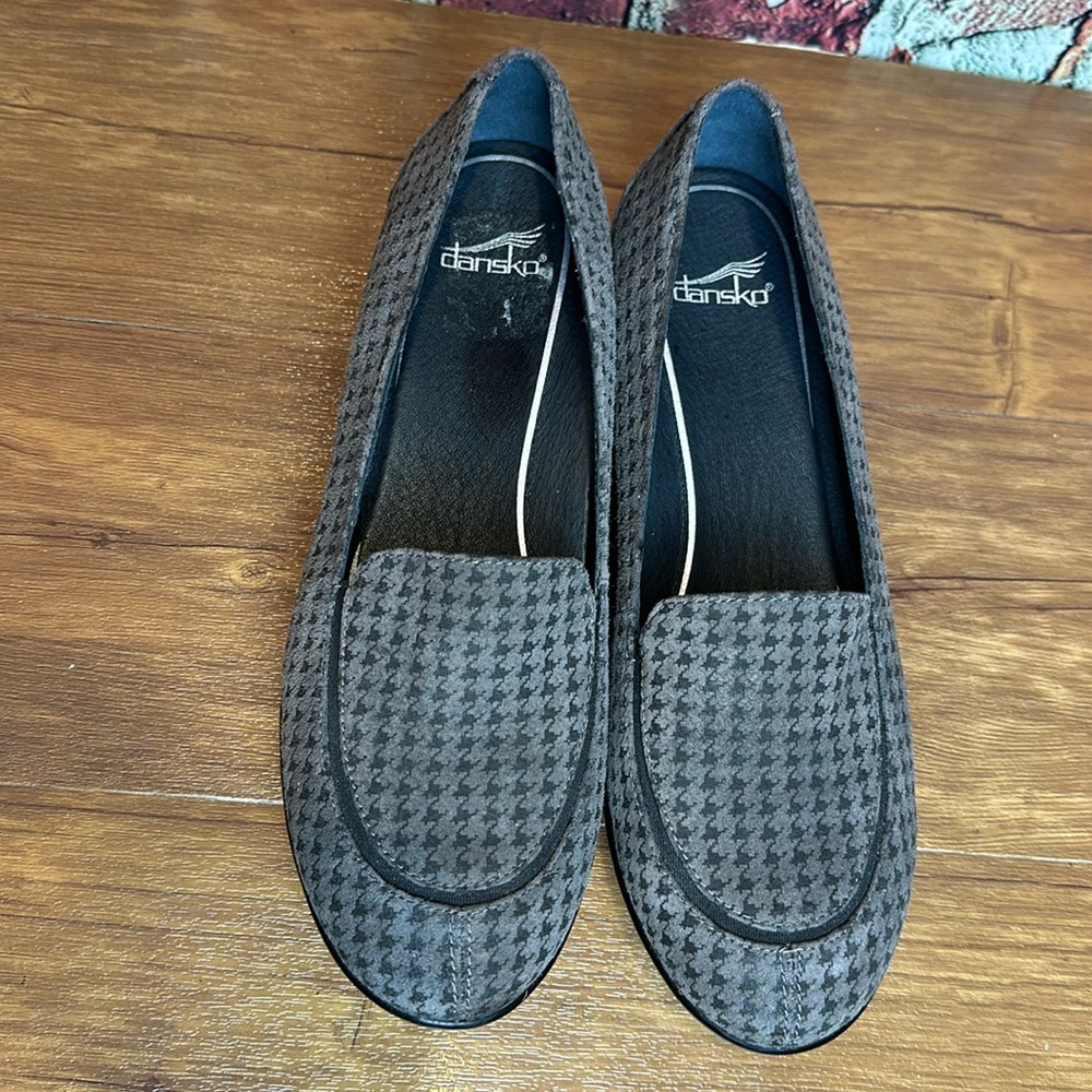 Dansko Gray Houndstooth Slip-On Loafers